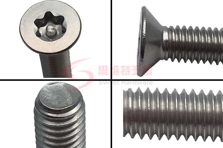 SS304 stainless steel flat head pin-in torx anti-theft machine screw