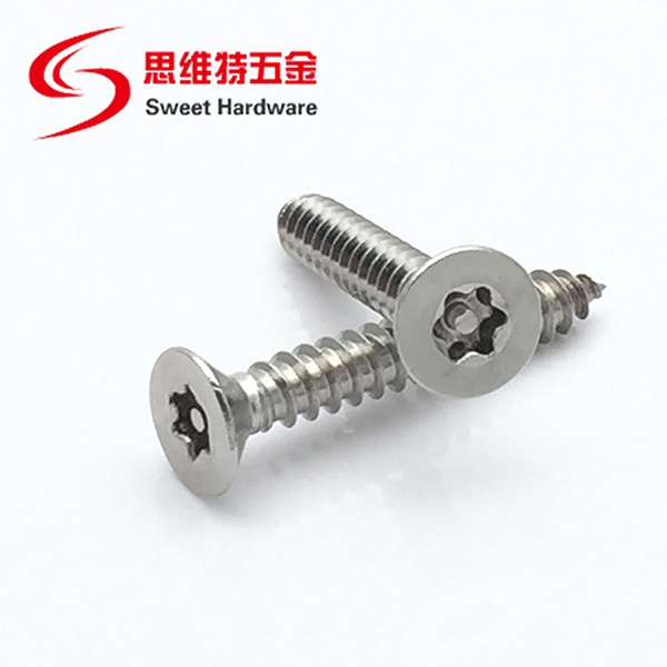 Qty 5 Countersunk Post Torx 10g x 3/4 Stainless T25 Self Tapping Security Screw 
