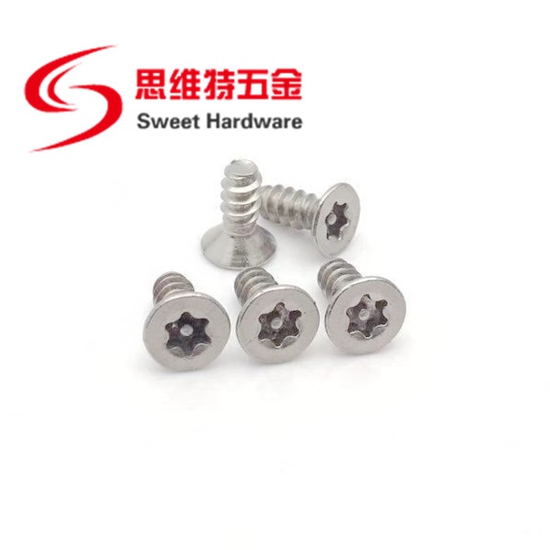 304 A2 stainless steel countersunk head torx pin screw hex tapping security screw T20 T25